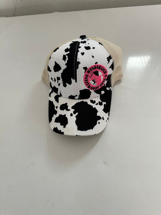 Cow Print “Messy Bun” Cap Embroidered